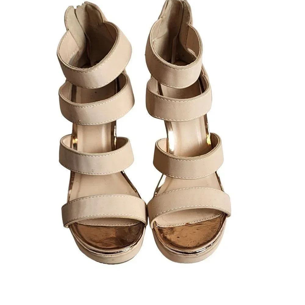 Charlotte Russe Caged Platform Nude Sandals in a Size 8